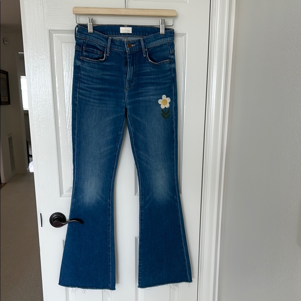 MOTHER Blue Flare Wide Leg Jeans High-Rise